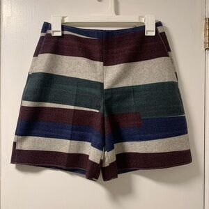 Carven Multi- Stripe Wool Shorts w/ Pockets